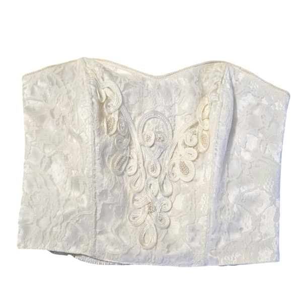 Vintage VICTORIA'S SECRET Gold lable ivory embroidered Satin corset. Size small - Picture 1 of 8